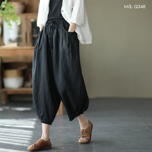 Quần baggy linen lửng bo - Q348