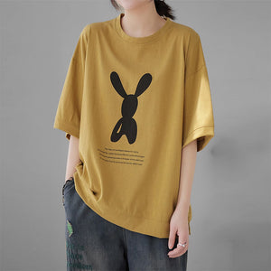 Áo T-shirt ngắn tay cổ tròn in hình chú thỏ - NU8429