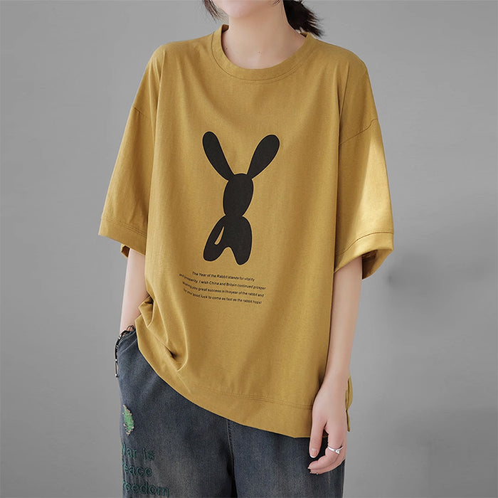Áo T-shirt ngắn tay cổ tròn in hình chú thỏ - NU8429