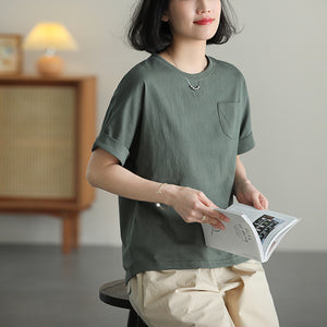Áo T-shirt ngắn tay cổ tròn một túi - NU10200