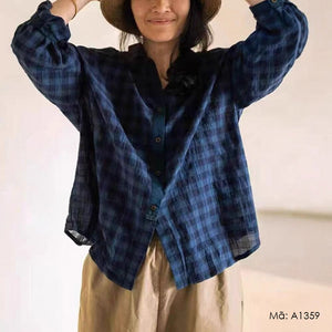 Áo sơ mi dài tay cổ đức kẻ caro - A1359