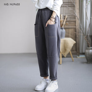 Quần baggy basic nỉ lưng thun hai túi vuông - NU9655