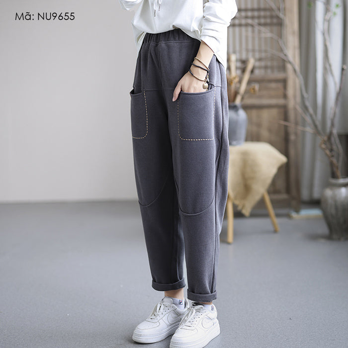 Quần baggy basic nỉ lưng thun hai túi vuông - NU9655