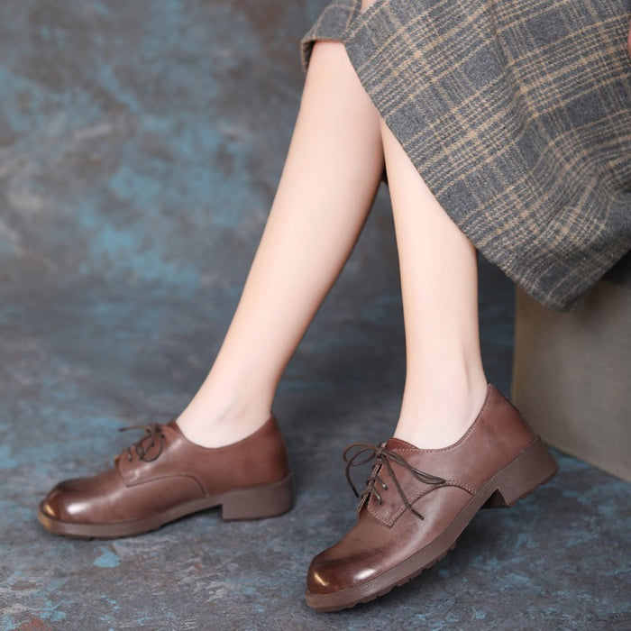 Giày da retro mũi tròn cột dây - OD2208