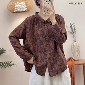 Áo sơ mi dài tay cổ đức in hoa - A1353 - kamaka.vn