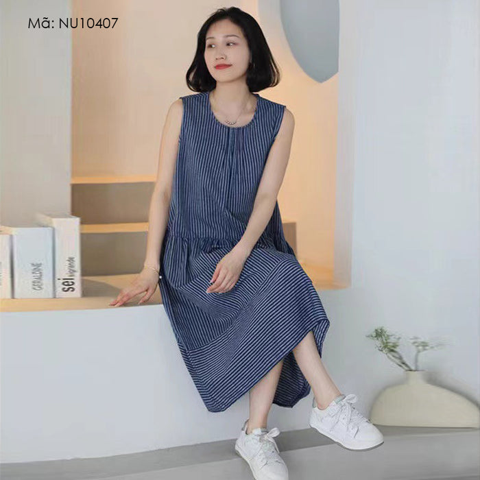 Đầm liền sát nách cổ tròn kẻ sọc - NU10407