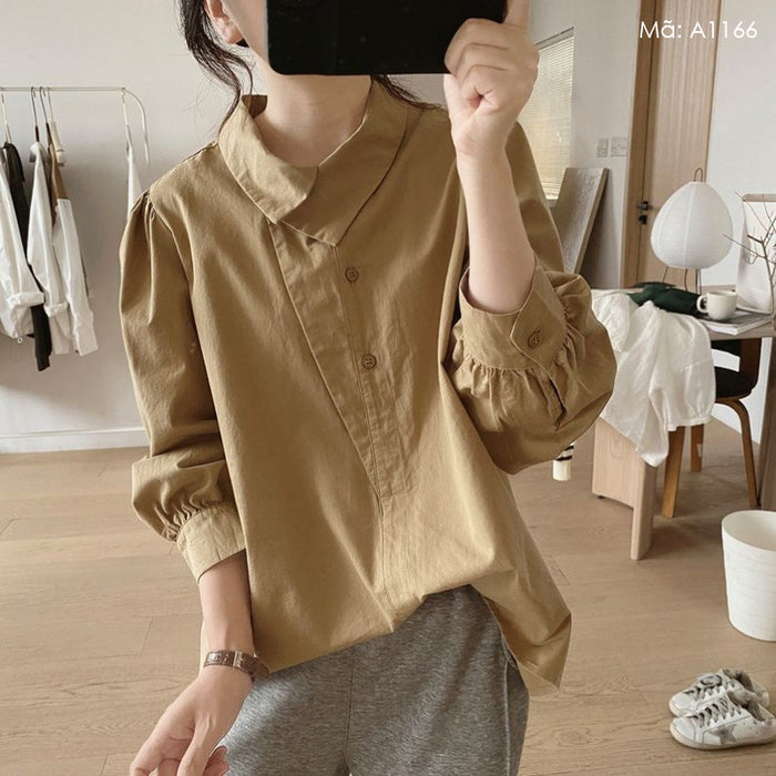 Áo sơ mi dài tay cổ pipi - A1166