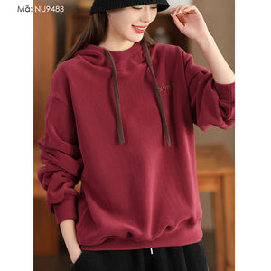 Áo hoodies nỉ dài tay thêu chữ minmin - NU9483
