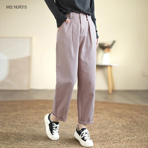 Quần baggy lưng thun khuy cài ống đứng hai túi sau - NU9315