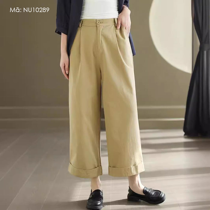 Quần baggy lưng thun khuy cài gấu cao - NU10289
