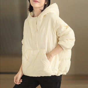 Áo hoodies lông vũ dài tay hai túi chéo khuy cài - NU9438
