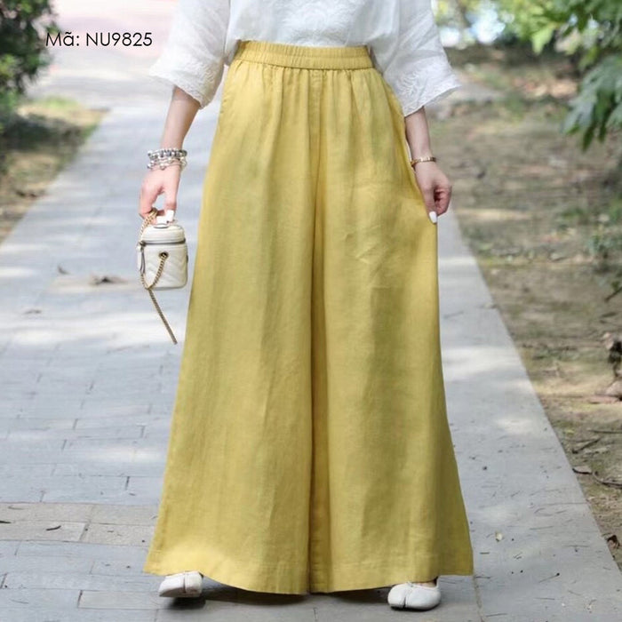 Quần baggy linen lưng thun ống rộng túi chéo - NU9825