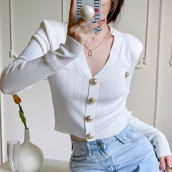 Áo khoác len cardigan dài tay khuy lớn - NU8496