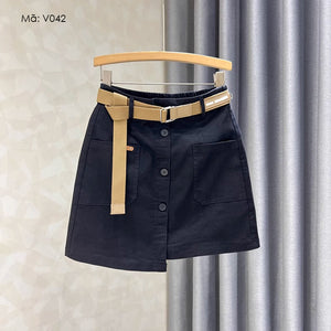 Chân váy ngắn retro hai túi vuông - V042