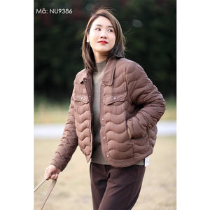 Áo khoác lông vũ dài tay trần sóng vạt bo tròn - NU9386