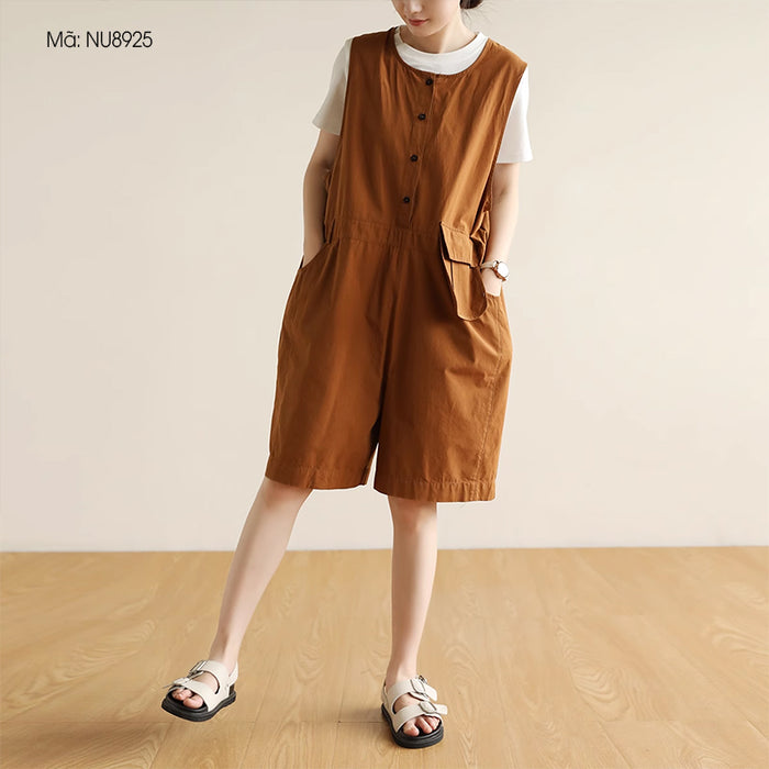 Bộ đồ yếm sát cổ tròn và quần sooc form rộng - NU8925