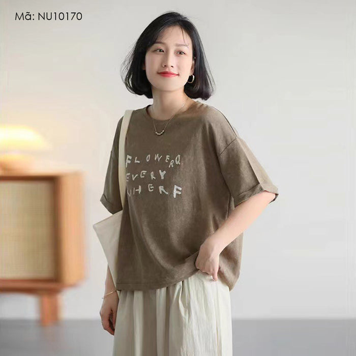 Áo T-shirt Flower ngắn tay cổ tròn - NU10170