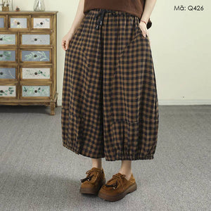 Quần baggy lửng kẻ caro - Q426