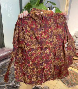 Áo sơ mi dài tay cổ đức in hoa lá - A187