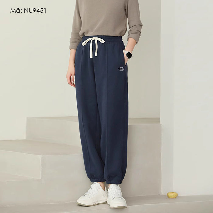 Quần baggy basic lót lông lưng thun dây rút ống bo - NU9451