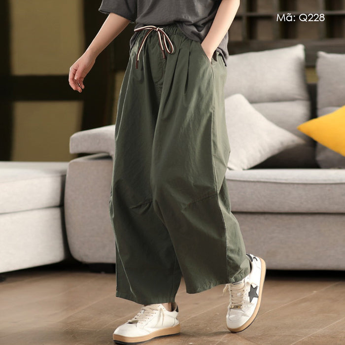 Quần baggy lưng thun dây rút ống đứng form rộng - Q228
