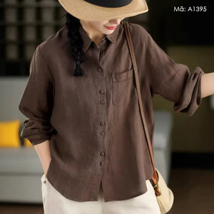 Áo sơ mi linen dài tay một túi - A1395