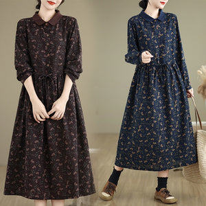 Đầm liền linen in hoa li ti - D132