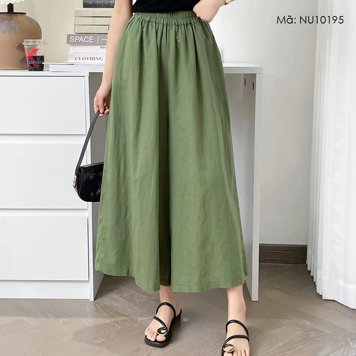Quần baggy linen lưng thun ống rộng đơn sắc - NU10195