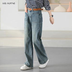 Quần baggy denim ống đứng hai túi vuông - NU9745