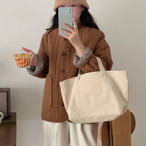 Áo khoác retro trần caro dài tay cổ tròn - NU9528