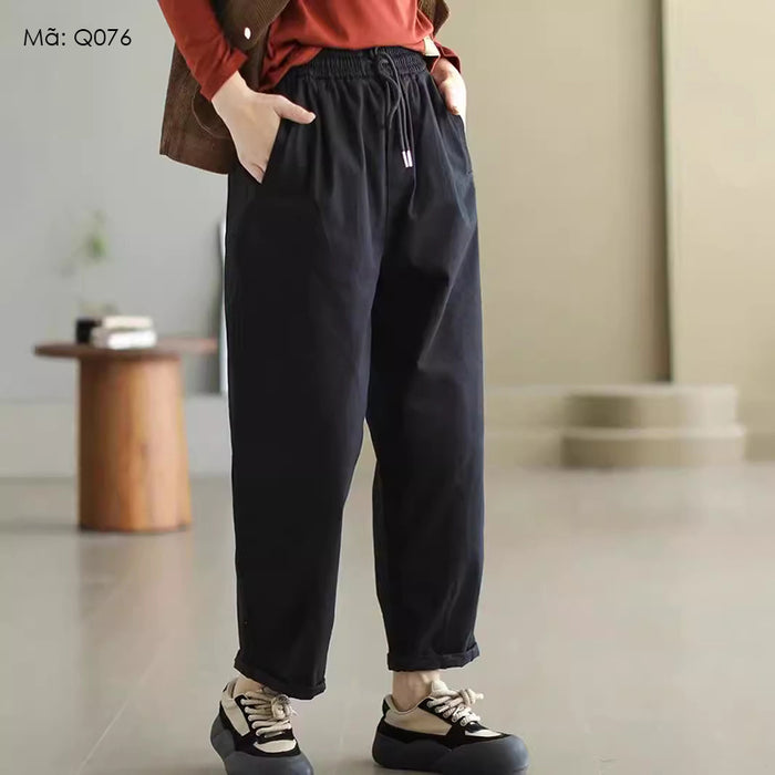 Quần baggy lưng thun dây rút hai túi chéo - Q076