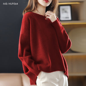 Áo T-shirt len cashmere dài tay cổ tròn - NU9564