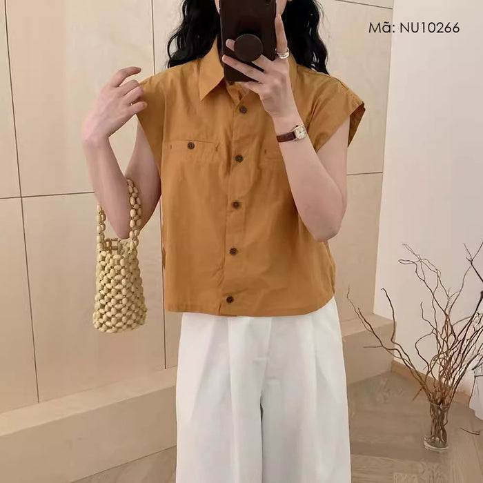 Áo sơ mi sát nách cổ đức hai túi kiểu - NU10266