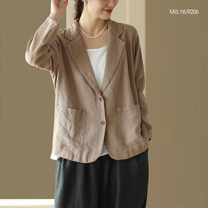 Áo khoác blazer linen dài tay túi vuông hai khuy - NU9206