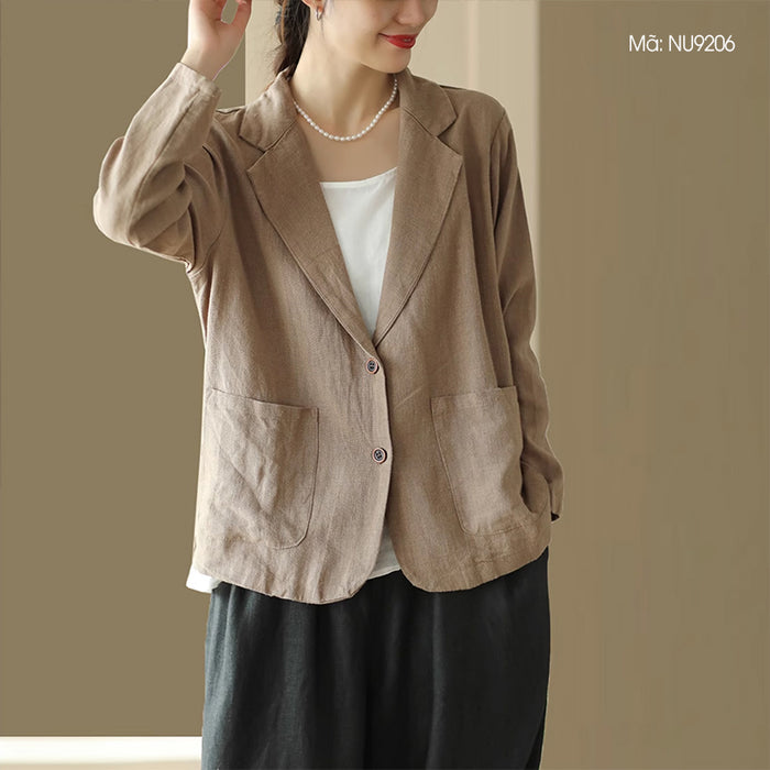 Áo khoác blazer linen dài tay túi vuông hai khuy - NU9206