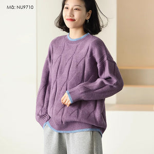 Áo len dài tay cổ tròn bện thừng - NU9710