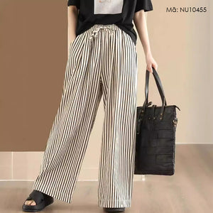 Quần baggy lưng thun dây rút ống rộng kẻ sọc đứng - NU10455