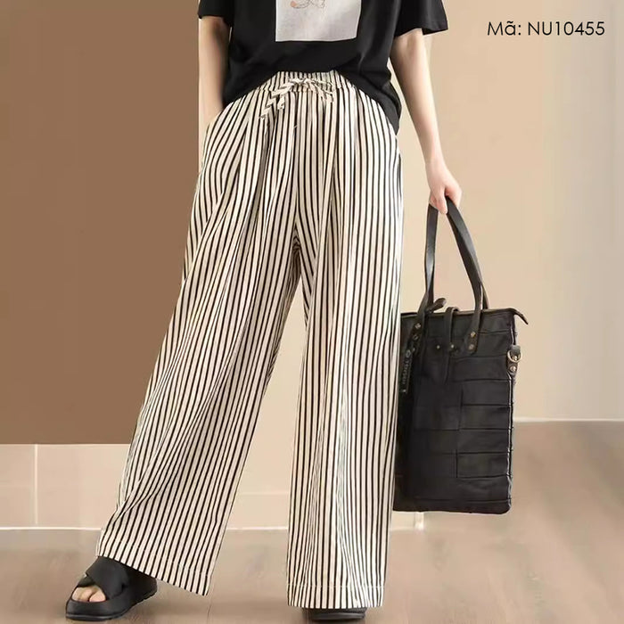 Quần baggy lưng thun dây rút ống rộng kẻ sọc đứng - NU10455