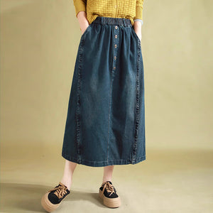 Chân váy denim lưng thun năm khuy - NU9680