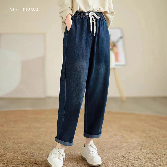 Quần baggy denim lưng thun dây rút một túi sau - NU9694