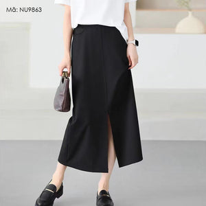 Chân váy retro lưng xẻ tà cạp cao - NU9863
