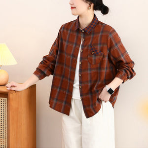 Áo sơ mi dài tay cổ đức kẻ caro túi lệch - A790