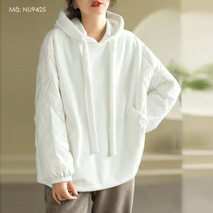 Áo hoodies nỉ dài tay hai túi chéo trần bông - NU9425