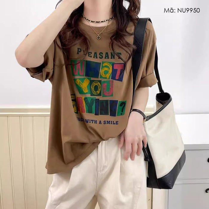 Áo T-shirt what you saying ngắn tay cổ tròn - NU9950