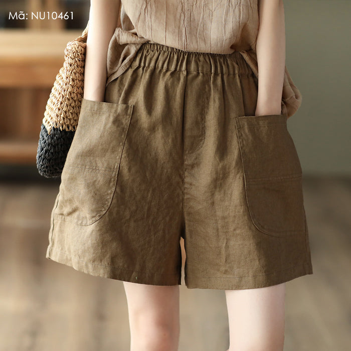Quần sooc linen lưng thun túi vuông - NU10461