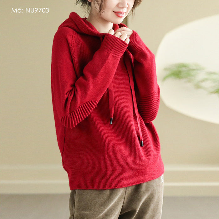 Áo hoodies len dài tay kiết lót khuỷu tay - NU9703