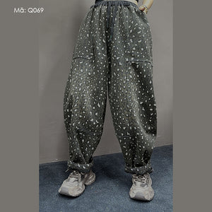 Quần baggy da beo lưng thun dây rút - Q069