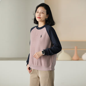 Áo T-shirt nỉ dài tay lệch mạu cổ tròn - NU9422