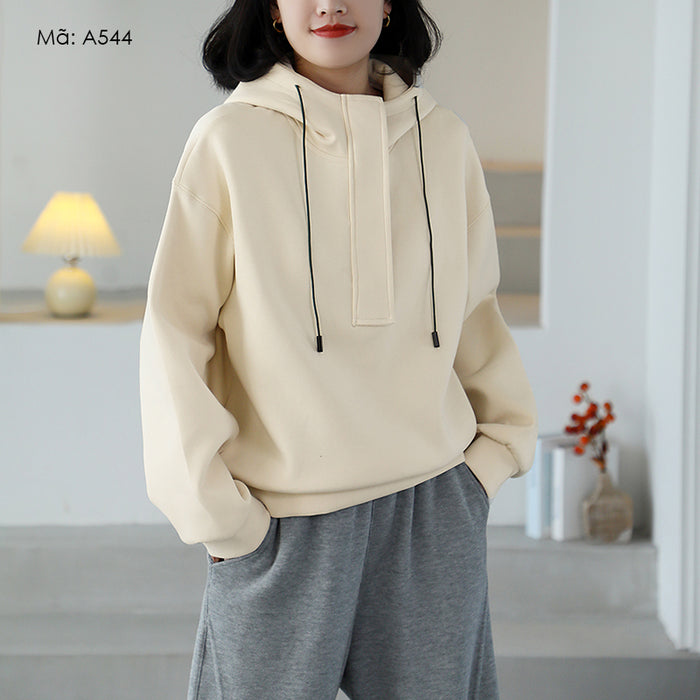 Áo hoodies dài tay khóa kéo dây rút - A544