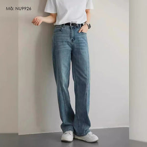 Quần baggy denim lưng thun ống đứng chỉ dọc - NU9926